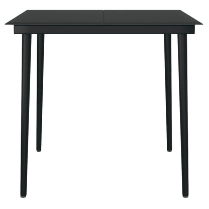 Garden Dining Set | Black | Powder-coated steel, glass, PE Rattan