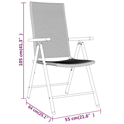 Garden Dining Set | Black | Powder-coated steel, glass, PE Rattan