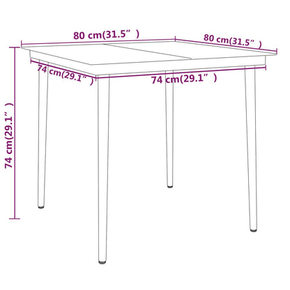 Garden Dining Set | Black | Powder-coated steel, glass, PE Rattan