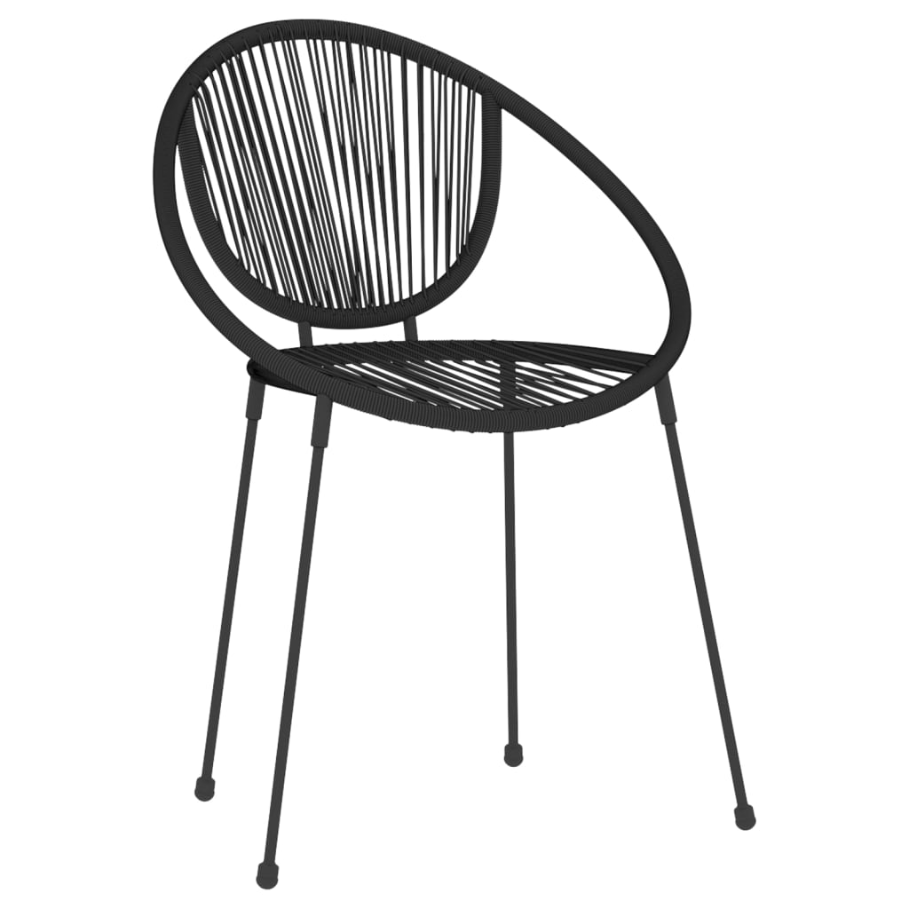 Dining Set | Black | Powder-coated steel, glass, PVC rattan | Medium