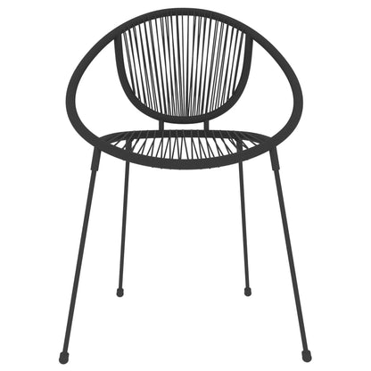 Dining Set | Black | Powder-coated steel, glass, PVC rattan | Stackable