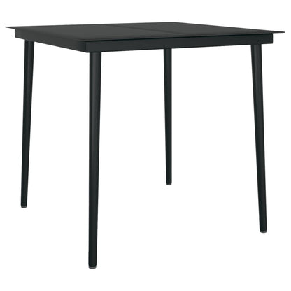 Dining Set | Black | Powder-coated steel, glass, PVC rattan | Stackable