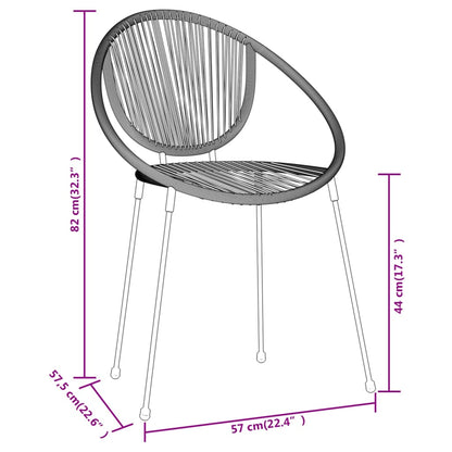 Dining Set | Black | Powder-coated steel, glass, PVC rattan | Stackable