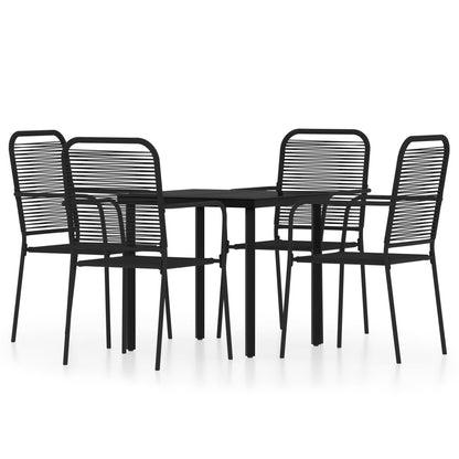 Dining Set | Black | Powder-coated steel, glass, cotton rope | Medium