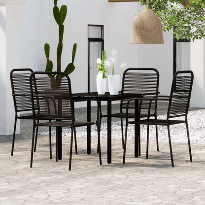 Dining Set | Black | Powder-coated steel, glass, cotton rope | Medium