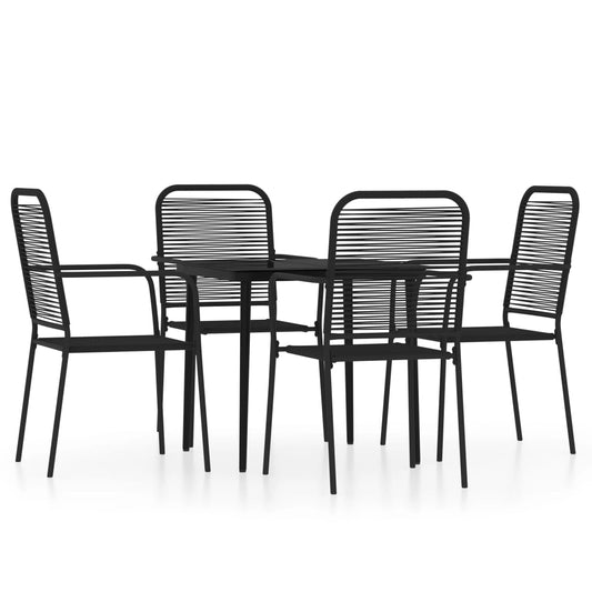 5 Piece Garden Dining Set Black