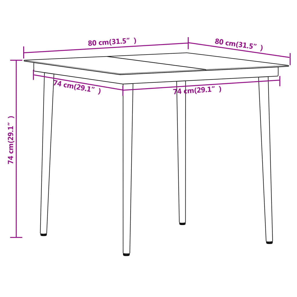 Dining Set | Black | Powder-coated steel, glass, cotton rope | Standard
