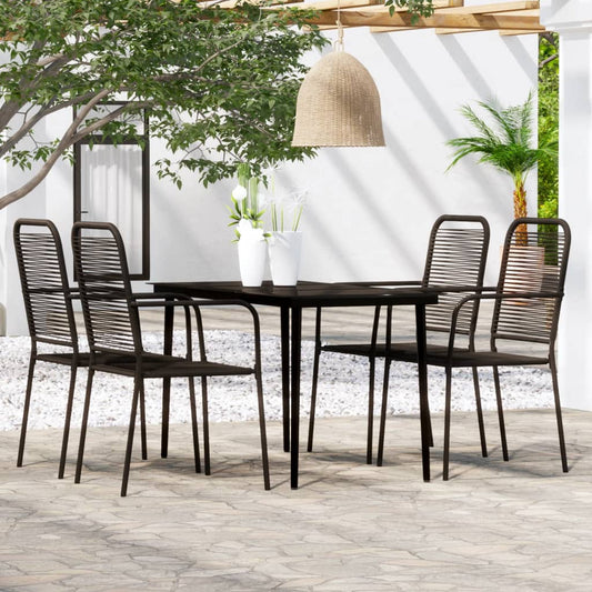 Dining Set | Black | Powder-coated steel | 5 Piece Set | Durable