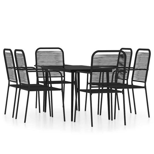 7 Piece Garden Dining Set Black