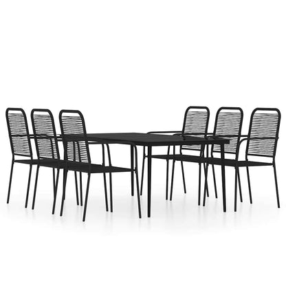 7 Piece Garden Dining Set Black