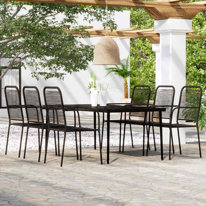 7 Piece Garden Dining Set Black
