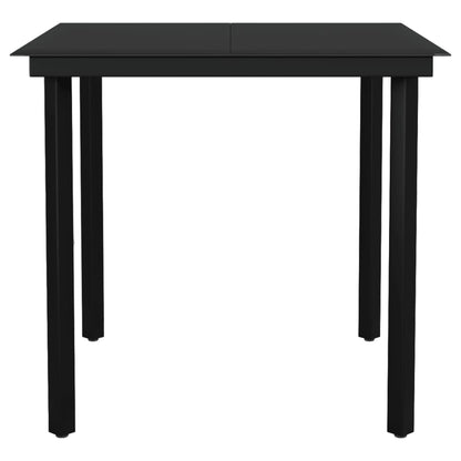 Dining Set | Black | Powder-Coated Steel, Glass, PVC Rattan | Medium