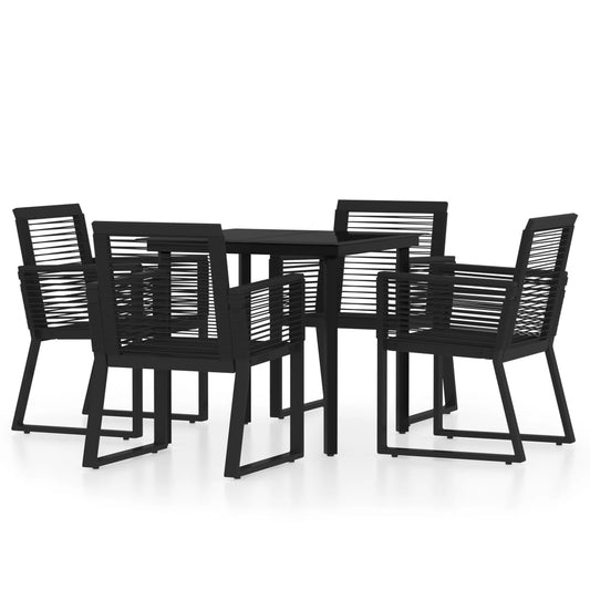 5 Piece Garden Dining Set Black