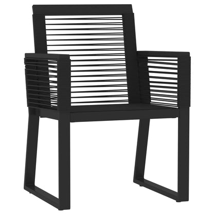 Dining Set | Black | Powder-coated steel, glass, PVC rattan | Medium