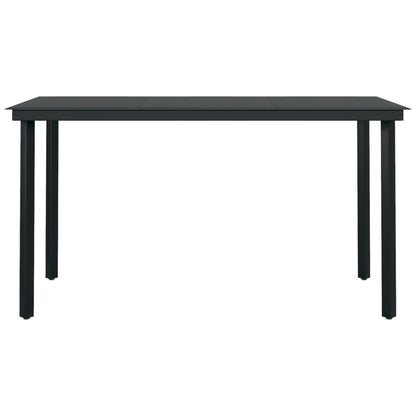 Dining Set | Black | Powder-coated steel, glass, PVC rattan | Medium
