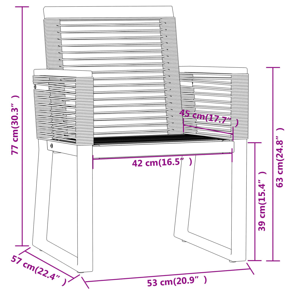 Dining Set | Black | Powder-coated steel, glass, PVC rattan | Medium