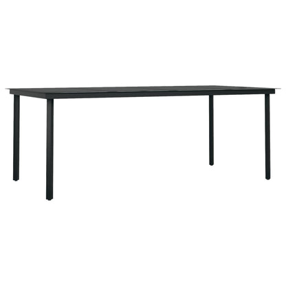 Dining Set | Black | Powder-coated steel, PVC rattan, glass | Large