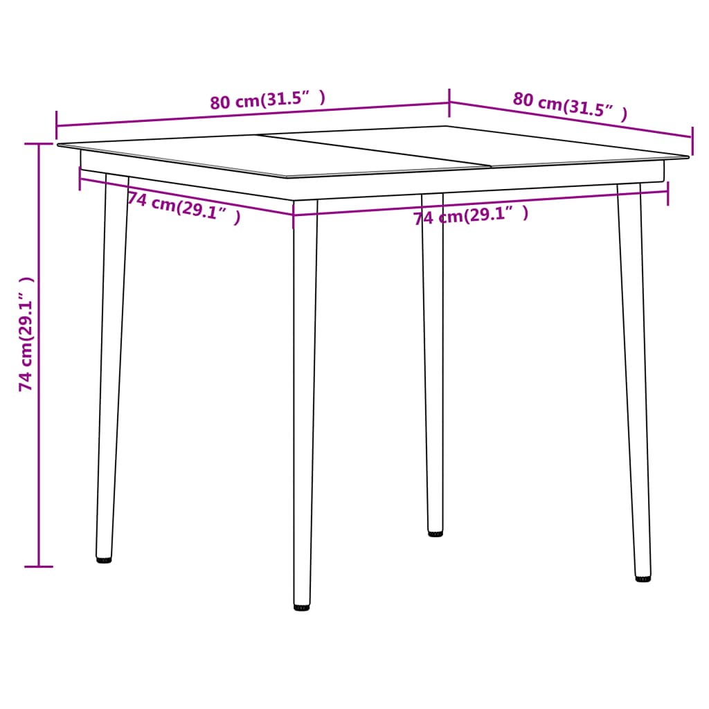 Dining Set | Black | Powder-coated steel | Medium