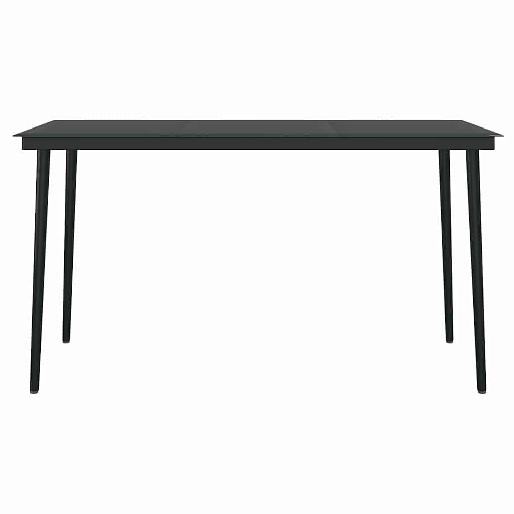 Dining Set | Black | Powder-coated steel, glass, PVC rattan | Medium