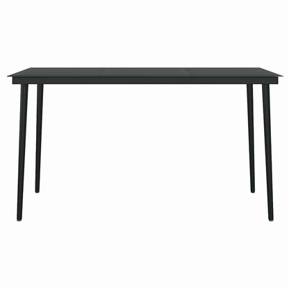 Dining Set | Black | Powder-coated steel, glass, PVC rattan | Medium