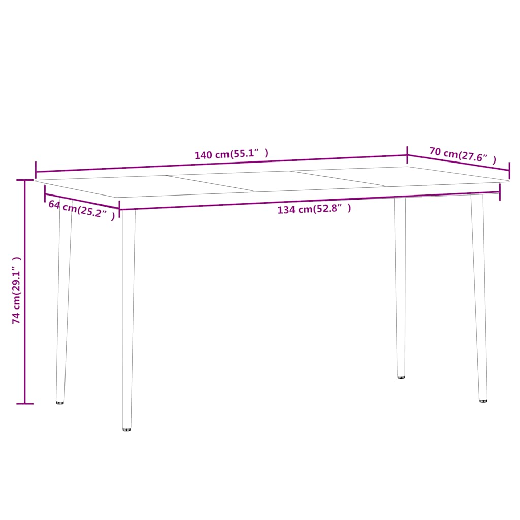 Dining Set | Black | Powder-coated steel, glass, PVC rattan | Medium