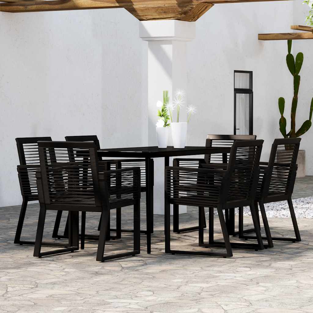 7 Piece Garden Dining Set Black
