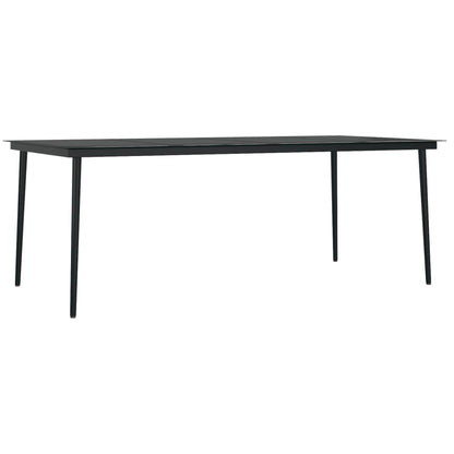 Dining Set | Black | Powder-coated steel, glass, PVC rattan