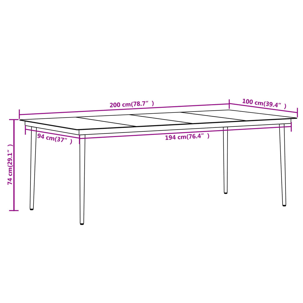 Dining Set | Black | Powder-coated steel, glass, PVC rattan