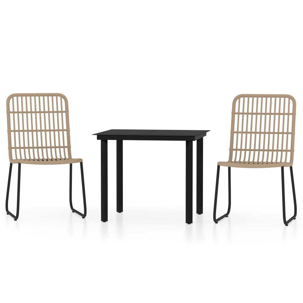 Dining Set | Oak and Black | PE Rattan and Powder-Coated Steel | Standard