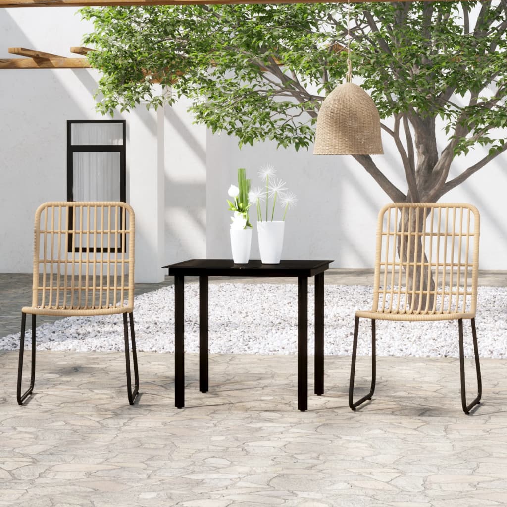 Dining Set | Oak and Black | PE Rattan and Powder-Coated Steel | Standard