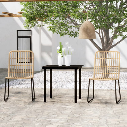 Dining Set | Oak and Black | PE Rattan and Powder-Coated Steel | Standard
