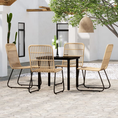 Dining Set | Oak and Black | PE Rattan | Medium | Lightweight