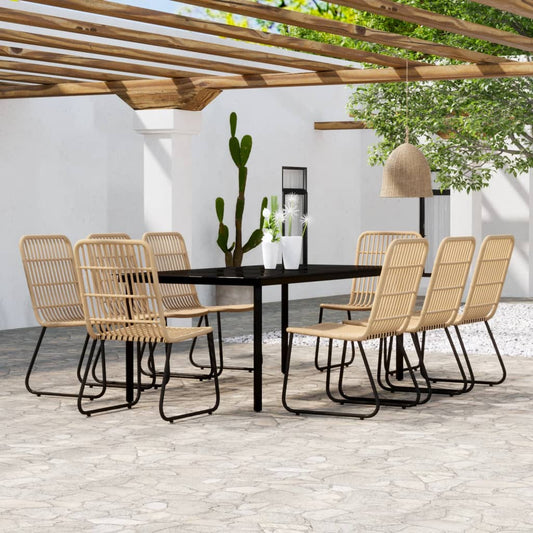 9 Piece Garden Dining Set Oak