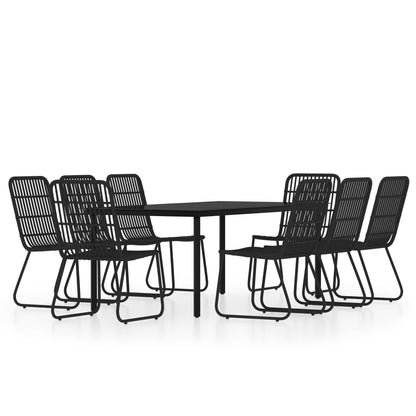 9 Piece Garden Dining Set Black