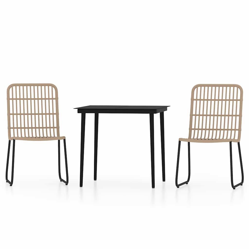 Dining Set | Oak and Black | PE rattan | Medium | Stackable | Dining Set