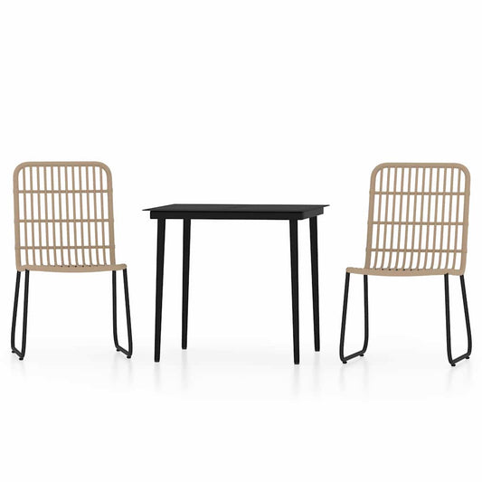 Dining Set | Oak and Black | PE rattan | Medium | Stackable | Dining Set