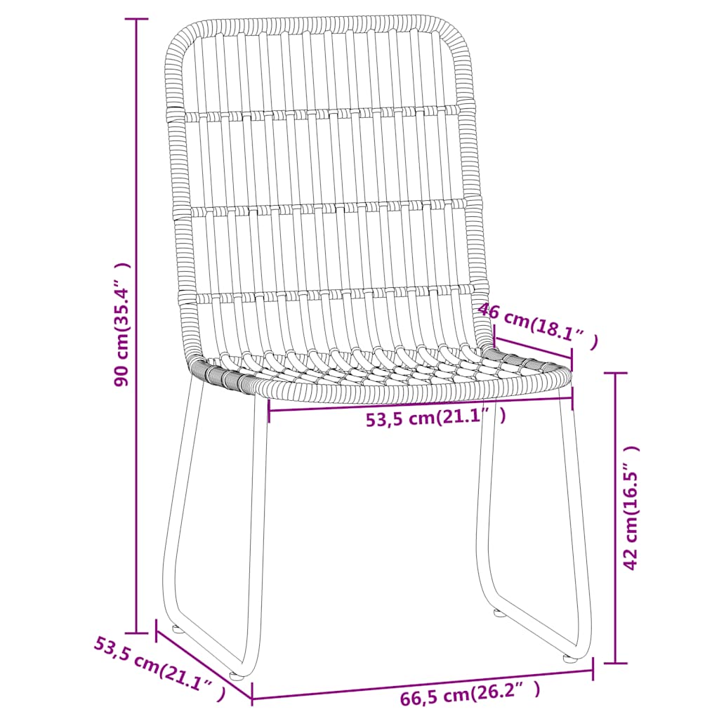 Dining Set | Oak and Black | PE rattan | Medium | Stackable | Dining Set