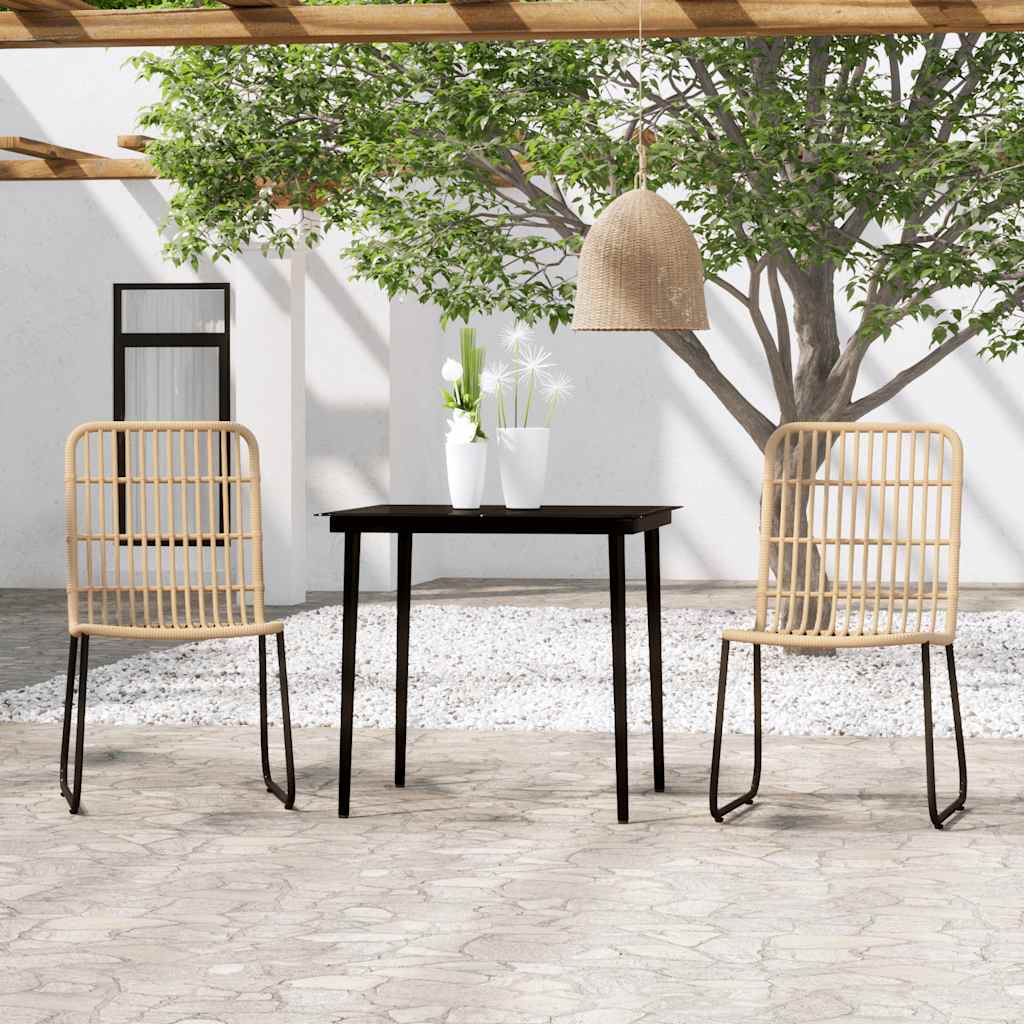 Dining Set | Oak and Black | PE rattan | Medium | Stackable | Dining Set
