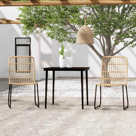 Dining Set | Oak and Black | PE rattan | Medium | Stackable | Dining Set