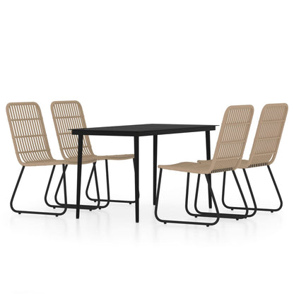 Dining Set | Oak and black | PE rattan, powder-coated steel, glass