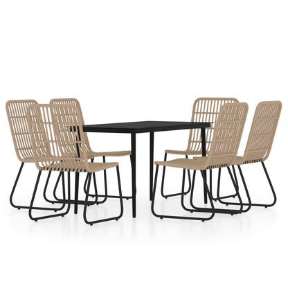 Dining Set | Black | PE rattan, powder-coated steel | 7 Piece Set