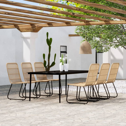 7 Piece Garden Dining Set Oak