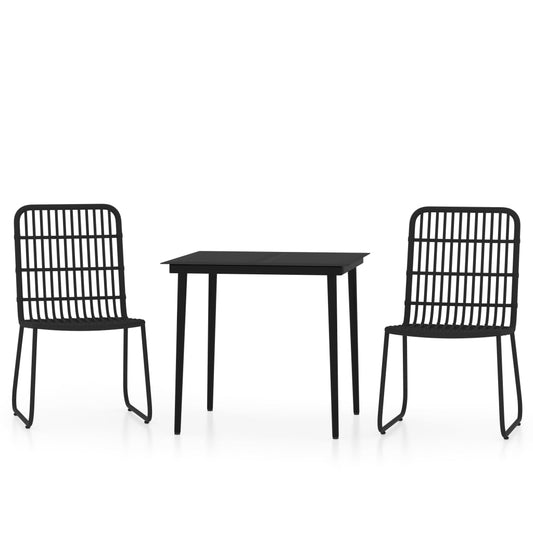 Dining Set | Black | PE rattan, powder-coated steel, glass | Medium