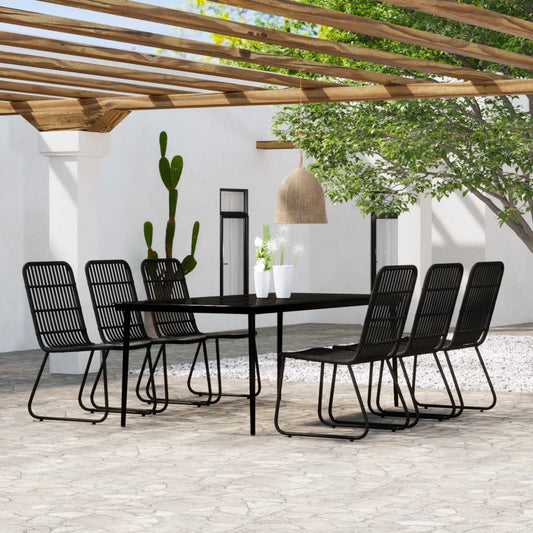 Dining Set | Black | Powder-coated steel | Large | UV-resistant materials