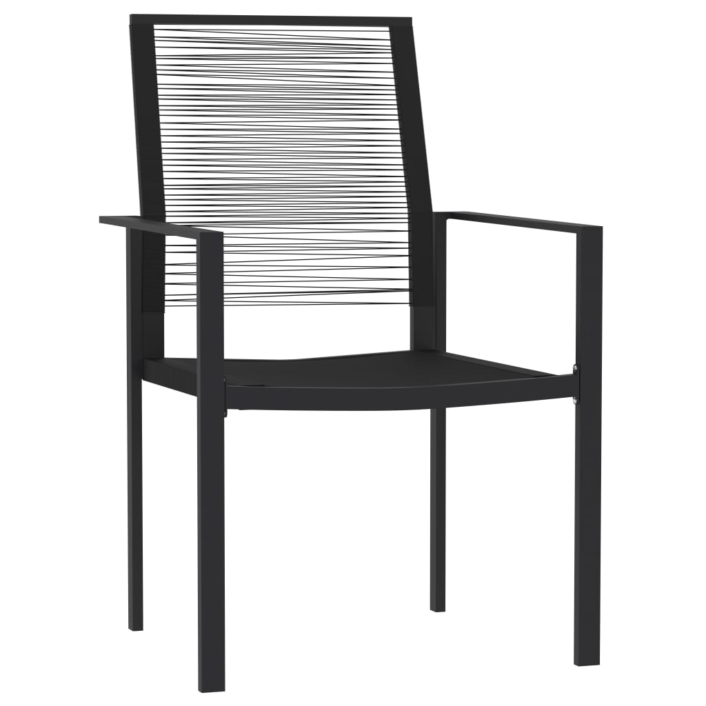 Dining Set | Black | Powder-coated steel, PVC hollow rattan, glass
