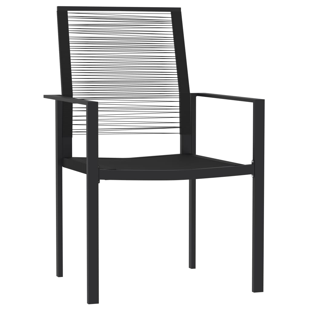 Dining Set | Black | Powder-Coated Steel, PVC hollow rattan, Glass