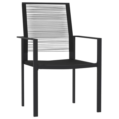 Dining Set | Black | Powder-Coated Steel, PVC hollow rattan, Glass