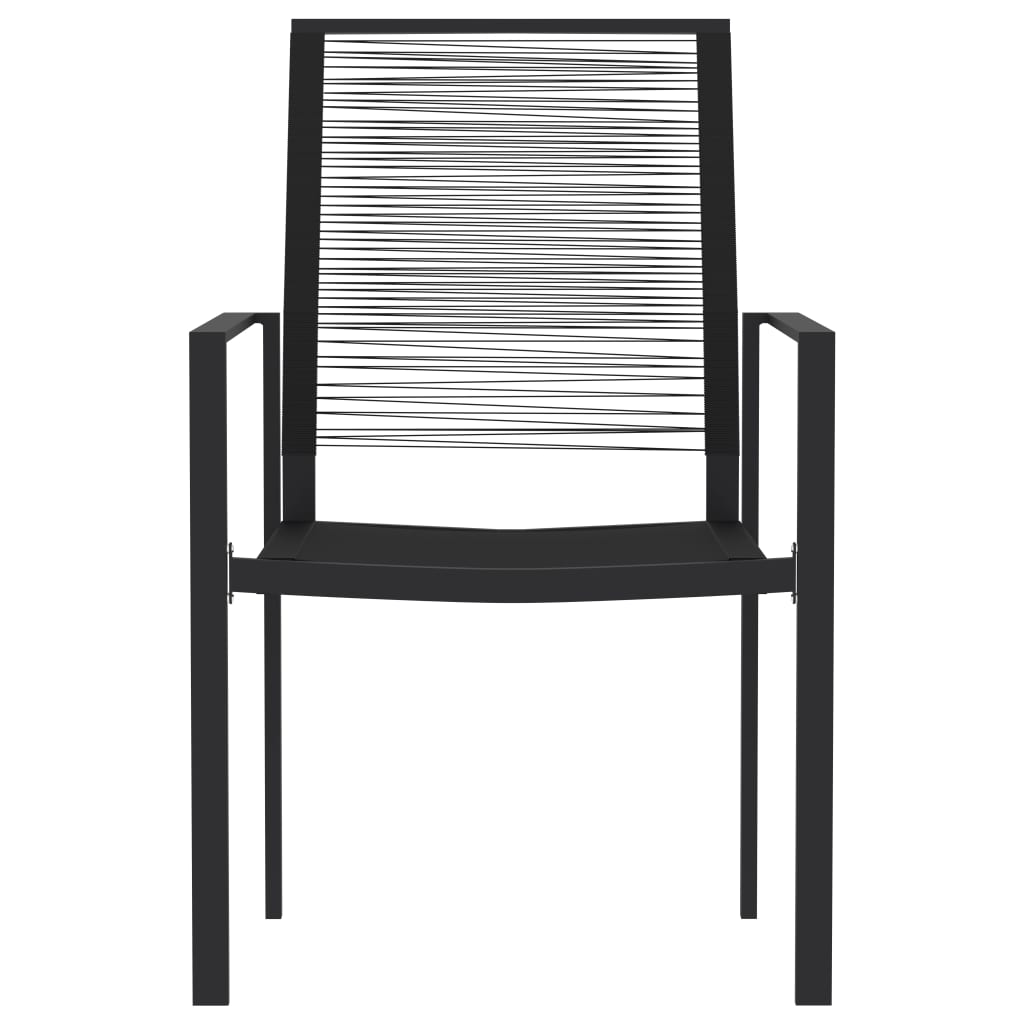 Dining Set | Black | Powder-Coated Steel, PVC hollow rattan, Glass