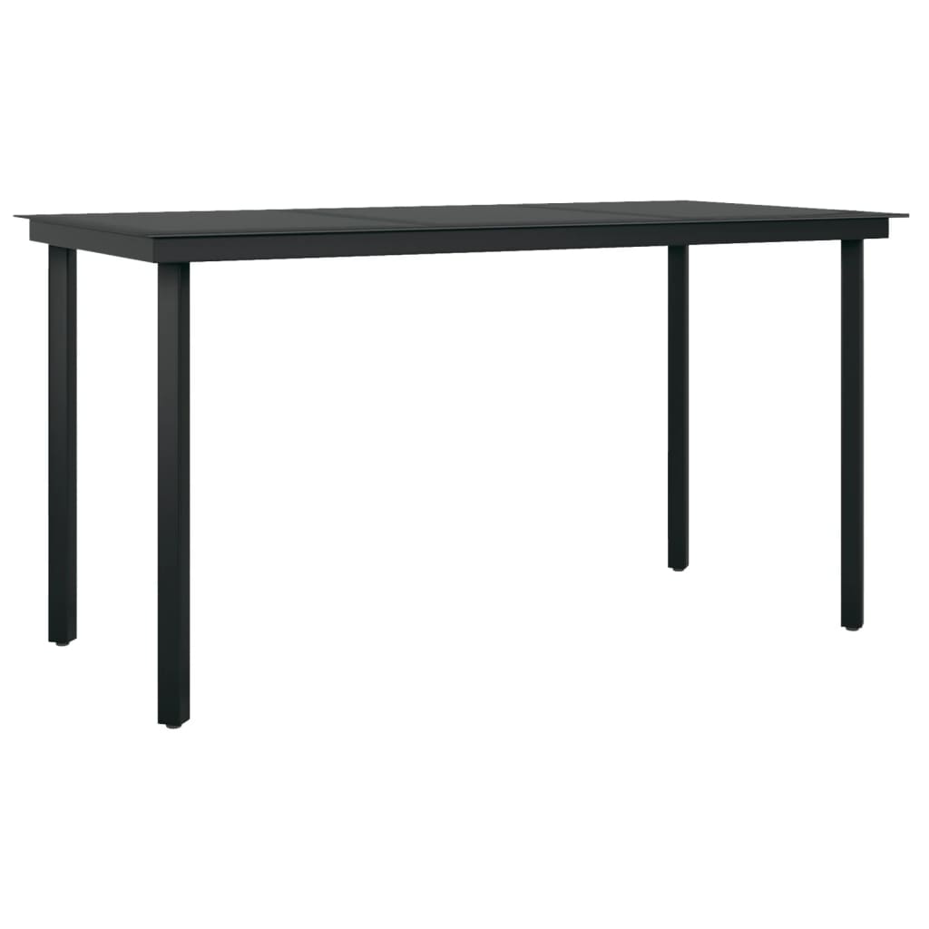 Dining Set | Black | Powder-coated steel, glass, PVC hollow rattan