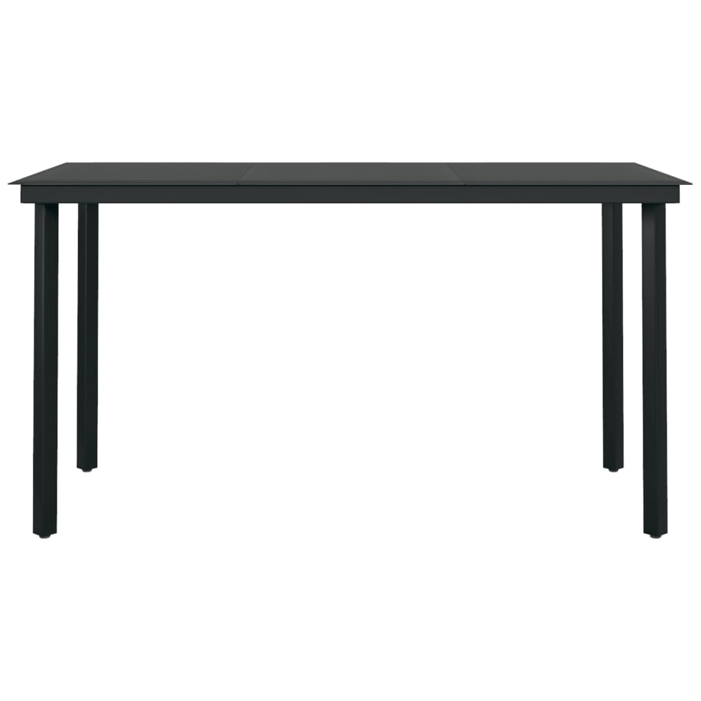 Dining Set | Black | Powder-coated steel, glass, PVC hollow rattan